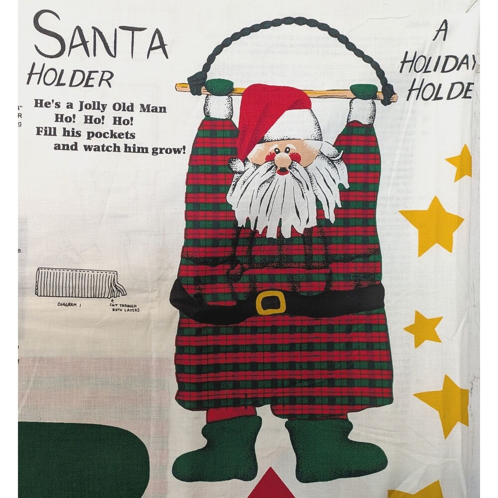 Vintage Springs Industries Swingin Santa Holder Fabric Panel Wall Pocket 36x60